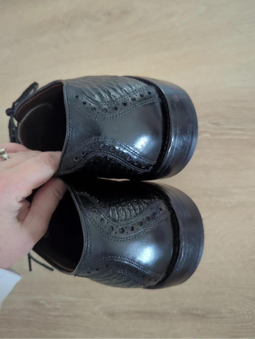 Mens Allen Edmonds Polo SHARKSKIN Rare Exotic Black Leather Size  12C 06761